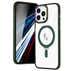 Custodia Silicone Trasparente Ultra Slim Morbida con Mag-Safe Magnetic SD1 per Apple iPhone 13 Pro Verde