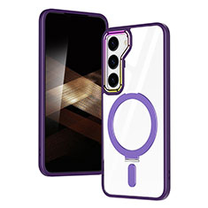 Custodia Silicone Trasparente Ultra Slim Morbida con Mag-Safe Magnetic SD1 per Samsung Galaxy S25 5G Viola