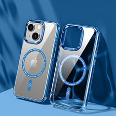 Custodia Silicone Trasparente Ultra Slim Morbida con Mag-Safe Magnetic TB1 per Apple iPhone 15 Blu