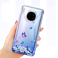 Custodia Silicone Trasparente Ultra Sottile Cover Farfalla per Huawei Mate 30 5G Blu