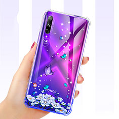 Custodia Silicone Trasparente Ultra Sottile Cover Fiori per Huawei Honor 9X Pro Viola