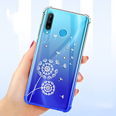 Custodia Silicone Trasparente Ultra Sottile Cover Fiori per Huawei Nova 4e Bianco