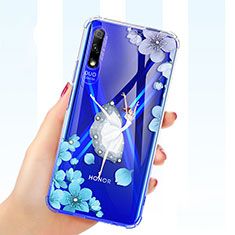 Custodia Silicone Trasparente Ultra Sottile Cover Fiori per Huawei P Smart Z (2019) Bianco