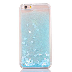 Custodia Silicone Trasparente Ultra Sottile Cover Fiori T01 per Apple iPhone 6 Cielo Blu