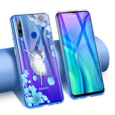 Custodia Silicone Trasparente Ultra Sottile Cover Fiori T02 per Huawei P Smart+ Plus (2019) Bianco