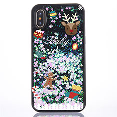 Custodia Silicone Trasparente Ultra Sottile Cover Fiori Z02 per Apple iPhone Xs Multicolore