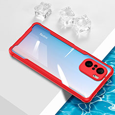 Custodia Silicone Trasparente Ultra Sottile Cover Morbida BH1 per Xiaomi Poco F3 5G Rosso