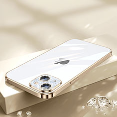 Custodia Silicone Trasparente Ultra Sottile Cover Morbida Bling-Bling LD2 per Apple iPhone 14 Plus Oro