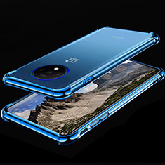 Custodia Silicone Trasparente Ultra Sottile Cover Morbida H01 per OnePlus 7T Blu