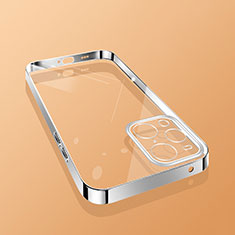 Custodia Silicone Trasparente Ultra Sottile Cover Morbida H01 per Oppo Find X3 Pro 5G Argento