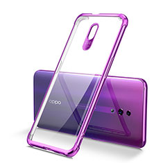 Custodia Silicone Trasparente Ultra Sottile Cover Morbida H01 per Oppo Reno Viola