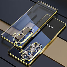 Custodia Silicone Trasparente Ultra Sottile Cover Morbida H01 per Oppo Reno11 Pro 5G Oro