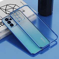 Custodia Silicone Trasparente Ultra Sottile Cover Morbida H01 per Oppo Reno6 5G Blu