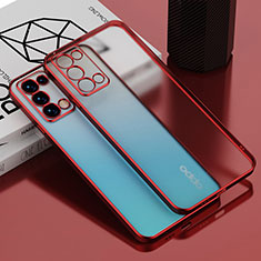 Custodia Silicone Trasparente Ultra Sottile Cover Morbida H01 per Oppo Reno6 Pro+ Plus 5G Rosso