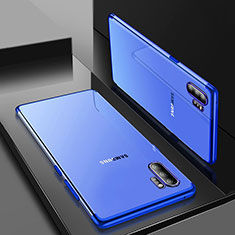 Custodia Silicone Trasparente Ultra Sottile Cover Morbida H01 per Samsung Galaxy Note 10 Plus Blu