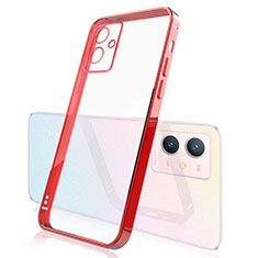 Custodia Silicone Trasparente Ultra Sottile Cover Morbida H01 per Vivo Y55s 5G Rosso