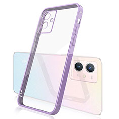 Custodia Silicone Trasparente Ultra Sottile Cover Morbida H01 per Vivo Y55s 5G Viola