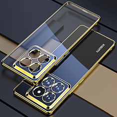 Custodia Silicone Trasparente Ultra Sottile Cover Morbida H01 per Xiaomi Mi 14 5G Oro