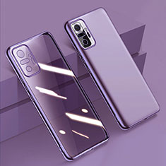 Custodia Silicone Trasparente Ultra Sottile Cover Morbida H01 per Xiaomi Redmi Note 10 Pro 4G Viola