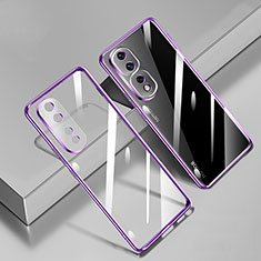 Custodia Silicone Trasparente Ultra Sottile Cover Morbida H02 per Huawei Honor 80 Pro Flat 5G Viola