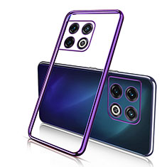 Custodia Silicone Trasparente Ultra Sottile Cover Morbida H02 per OnePlus 10 Pro 5G Viola