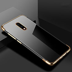 Custodia Silicone Trasparente Ultra Sottile Cover Morbida H02 per OnePlus 7 Oro