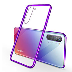 Custodia Silicone Trasparente Ultra Sottile Cover Morbida H02 per Oppo F15 Viola