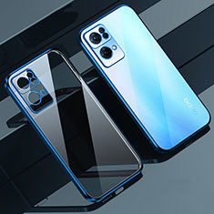 Custodia Silicone Trasparente Ultra Sottile Cover Morbida H02 per Oppo Reno7 Pro 5G Blu