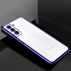 Custodia Silicone Trasparente Ultra Sottile Cover Morbida H02 per Samsung Galaxy S21 5G Blu