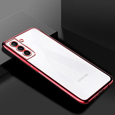 Custodia Silicone Trasparente Ultra Sottile Cover Morbida H02 per Samsung Galaxy S21 5G Rosso