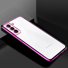 Custodia Silicone Trasparente Ultra Sottile Cover Morbida H02 per Samsung Galaxy S21 5G Viola