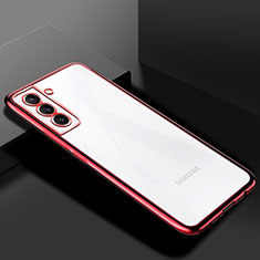 Custodia Silicone Trasparente Ultra Sottile Cover Morbida H02 per Samsung Galaxy S22 5G Rosso