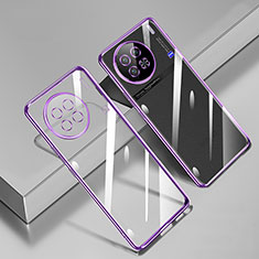 Custodia Silicone Trasparente Ultra Sottile Cover Morbida H02 per Vivo X90 Pro+ Plus 5G Viola