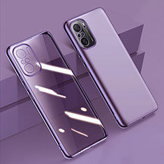 Custodia Silicone Trasparente Ultra Sottile Cover Morbida H02 per Xiaomi Redmi K40 Pro 5G Viola