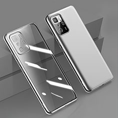 Custodia Silicone Trasparente Ultra Sottile Cover Morbida H02 per Xiaomi Redmi Note 10 Pro 5G Argento