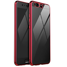 Custodia Silicone Trasparente Ultra Sottile Cover Morbida H03 per Huawei P10 Rosso