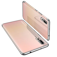 Custodia Silicone Trasparente Ultra Sottile Cover Morbida H03 per Huawei P20 Pro Argento