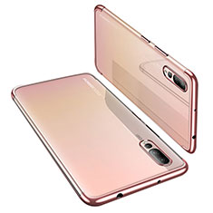 Custodia Silicone Trasparente Ultra Sottile Cover Morbida H03 per Huawei P20 Pro Oro Rosa