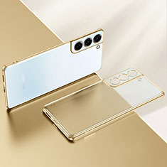 Custodia Silicone Trasparente Ultra Sottile Cover Morbida H03 per Samsung Galaxy S22 5G Oro