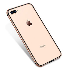 Custodia Silicone Trasparente Ultra Sottile Cover Morbida H04 per Apple iPhone 8 Plus Oro