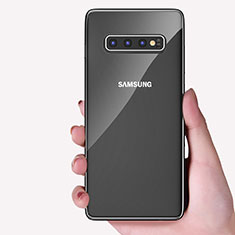 Custodia Silicone Trasparente Ultra Sottile Cover Morbida H04 per Samsung Galaxy S10 Plus Nero
