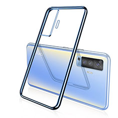 Custodia Silicone Trasparente Ultra Sottile Cover Morbida H04 per Vivo X50 5G Blu