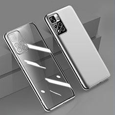 Custodia Silicone Trasparente Ultra Sottile Cover Morbida H04 per Xiaomi Redmi Note 11 Pro+ Plus 5G Argento