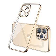 Custodia Silicone Trasparente Ultra Sottile Cover Morbida H05 per Apple iPhone 16 Pro Oro