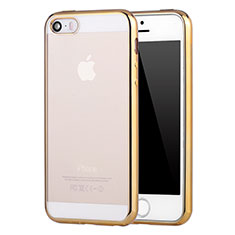 Custodia Silicone Trasparente Ultra Sottile Cover Morbida H05 per Apple iPhone SE Oro
