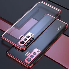 Custodia Silicone Trasparente Ultra Sottile Cover Morbida H05 per Vivo X50 5G Rosso