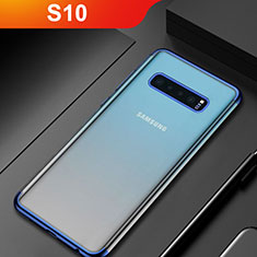 Custodia Silicone Trasparente Ultra Sottile Cover Morbida H07 per Samsung Galaxy S10 5G Blu