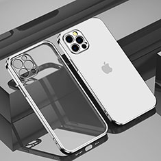 Custodia Silicone Trasparente Ultra Sottile Cover Morbida H11 per Apple iPhone 15 Pro Max Argento