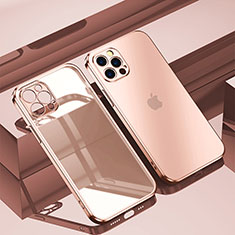 Custodia Silicone Trasparente Ultra Sottile Cover Morbida H11 per Apple iPhone 15 Pro Oro Rosa