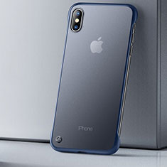 Custodia Silicone Trasparente Ultra Sottile Cover Morbida HT01 per Apple iPhone Xs Max Blu